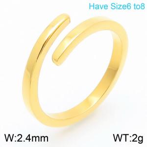 Stainless steel open smooth ring - KR112070 -GC